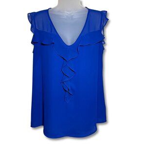 Express Royal Blue Ruffle Blouse | Medium